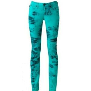 Rock & Republic Turquoise Black Tie Dye Skinny Jeans 0